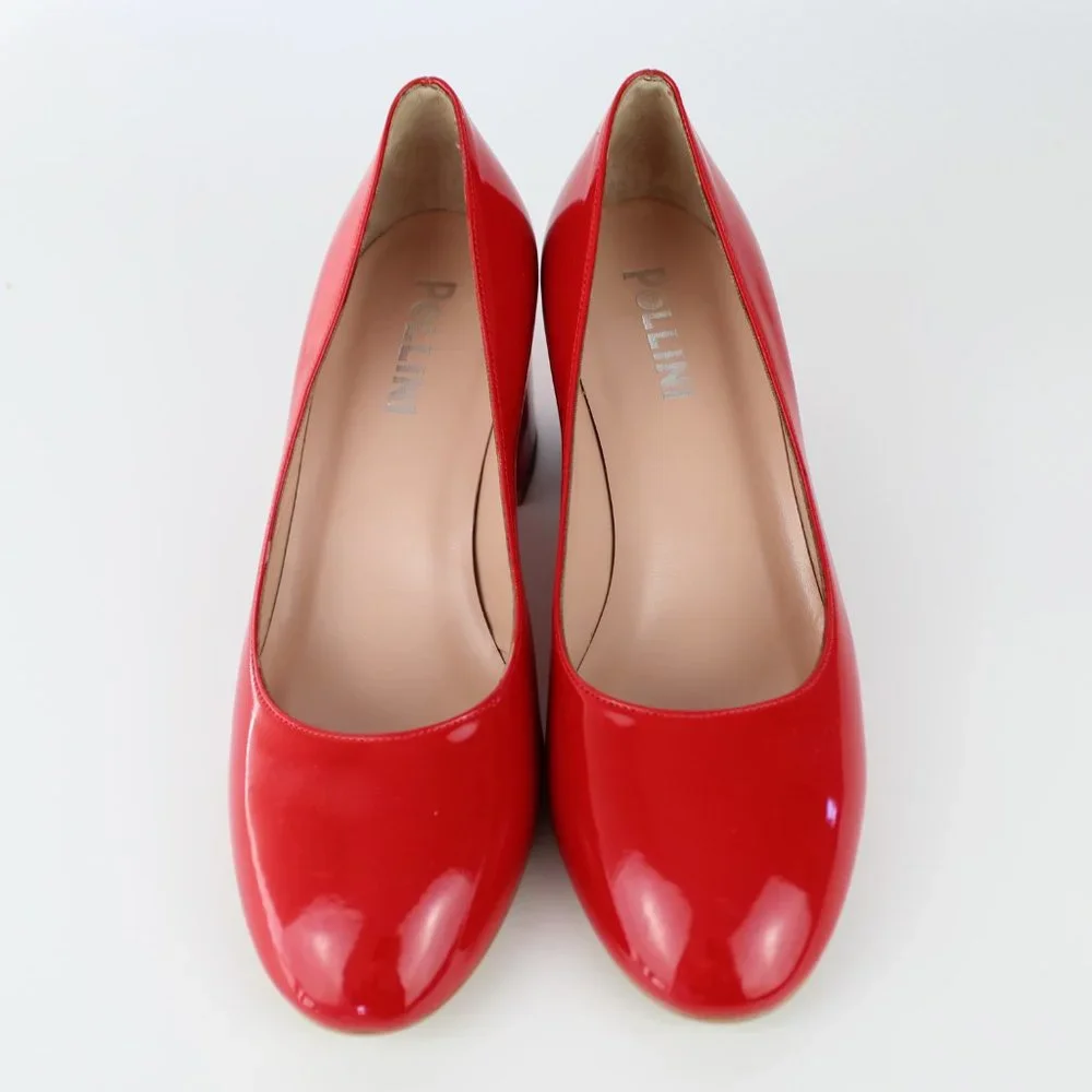 NEW POLLINI FOOTWEAR Patent Leather Pumps – Bold, Chic & Comfy Block Heels